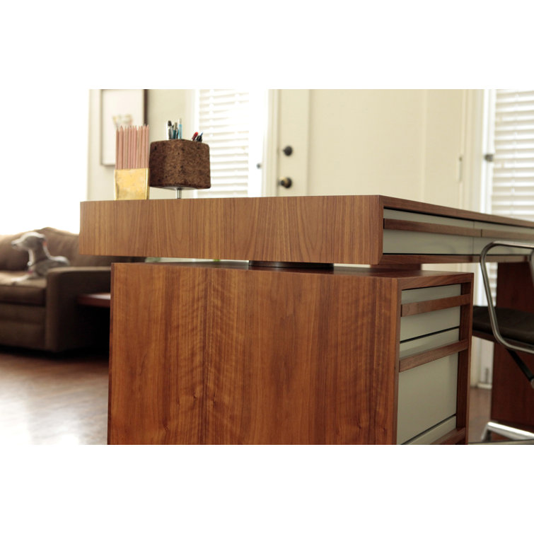 Battleship Gray Executive Desk with Deep Pencil Drawers