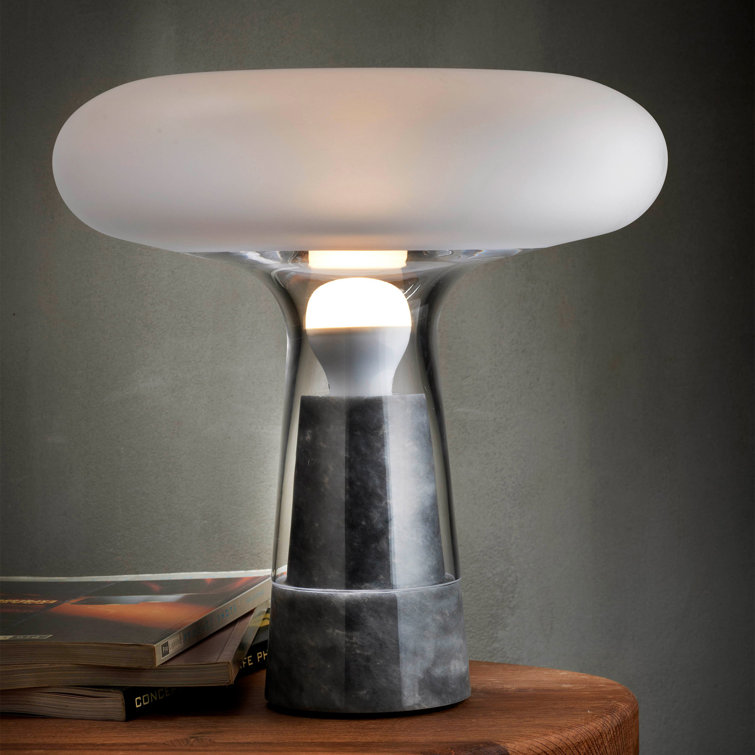 Orion 12.6" Sandblasted Glass and Marble Table Lamp