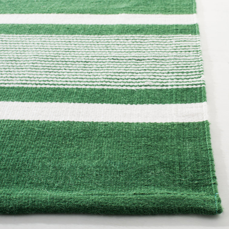 Hanover Stripe Green 9' x 12' Flat Weave Synthetic Area Rug