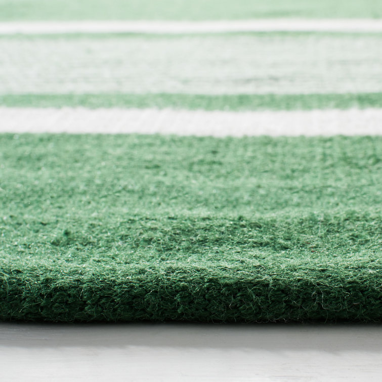 Hanover Stripe Green 9' x 12' Flat Weave Synthetic Area Rug