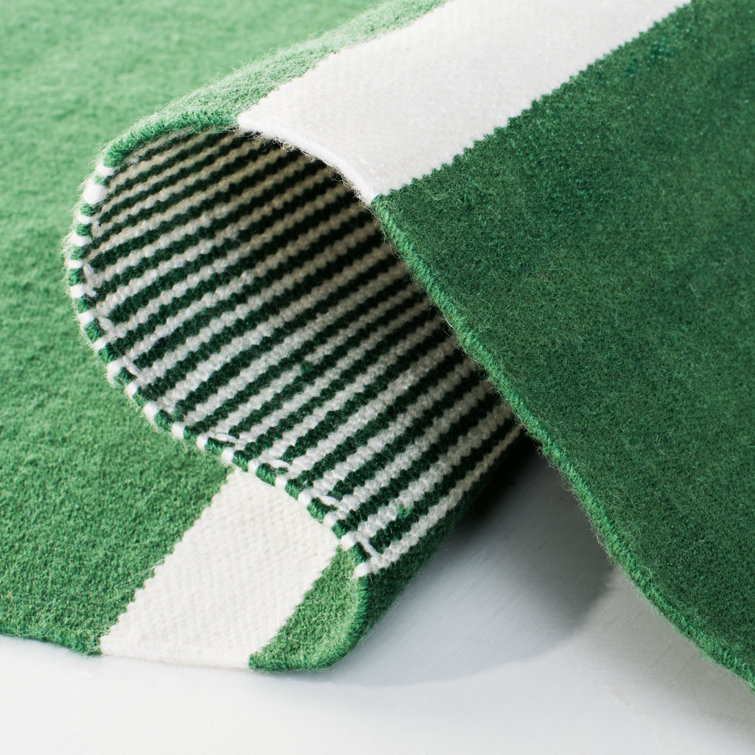 Hanover Stripe Green 9' x 12' Flat Weave Synthetic Area Rug