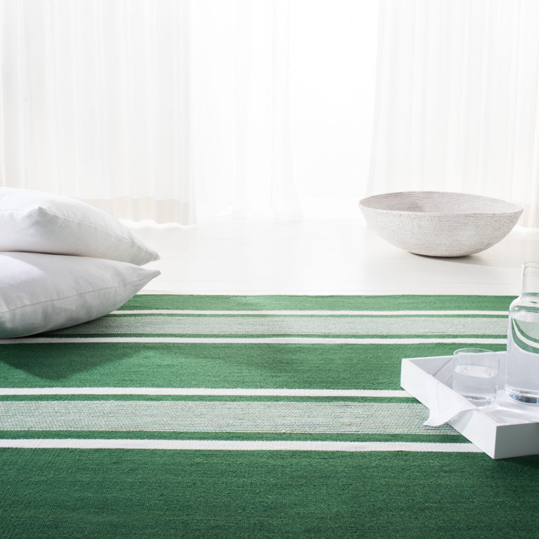 Hanover Stripe Green 9' x 12' Flat Weave Synthetic Area Rug