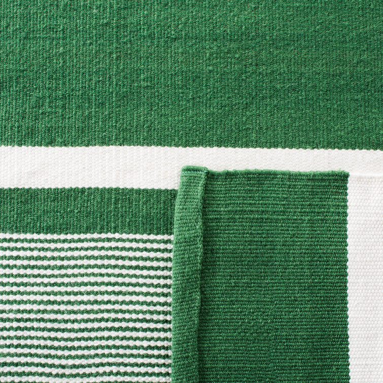 Hanover Stripe Green 9' x 12' Flat Weave Synthetic Area Rug