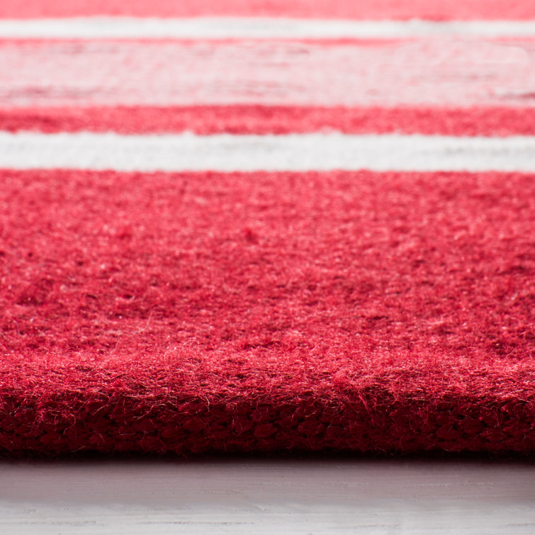 Red Stripe Synthetic 4' x 6' Handmade Flat Woven Rug