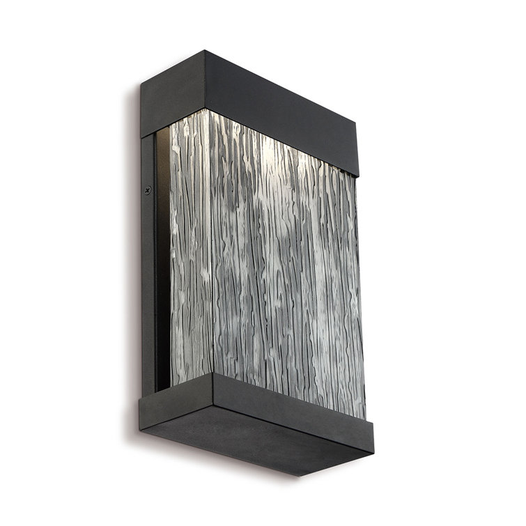 Black Wood Grain Glass Dimmable LED Outdoor Wall Light