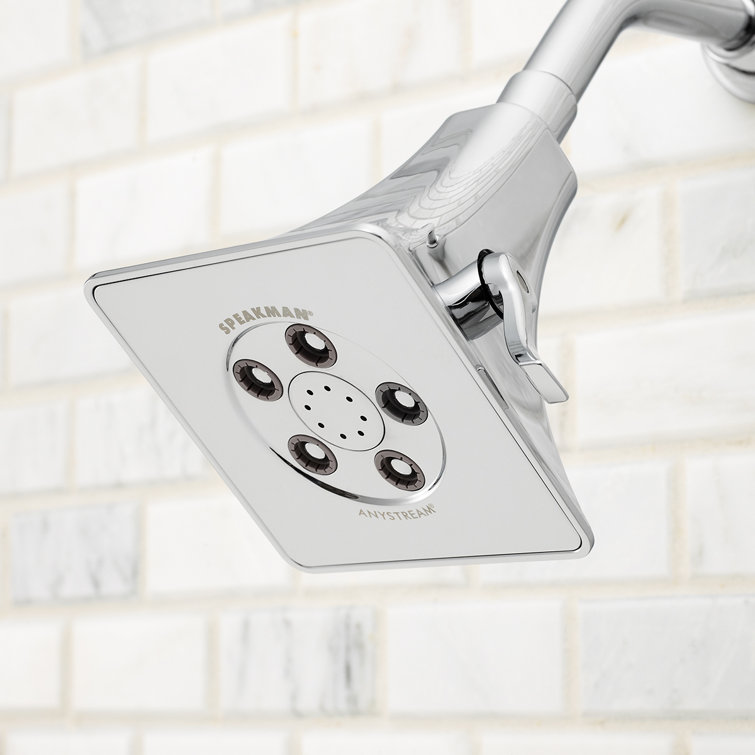 Polished Chrome Adjustable Square Wall Mounted Shower Head