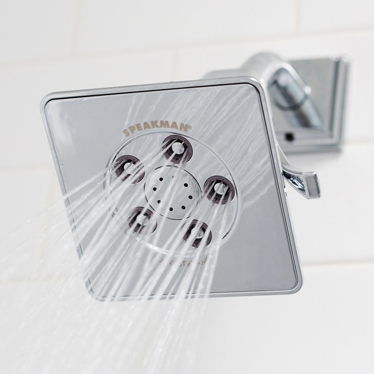 Polished Chrome Adjustable Square Wall Mounted Shower Head