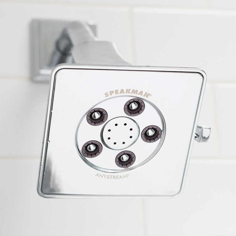 Polished Chrome Adjustable Square Wall Mounted Shower Head