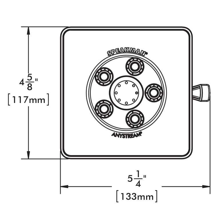 Polished Chrome Adjustable Square Wall Mounted Shower Head