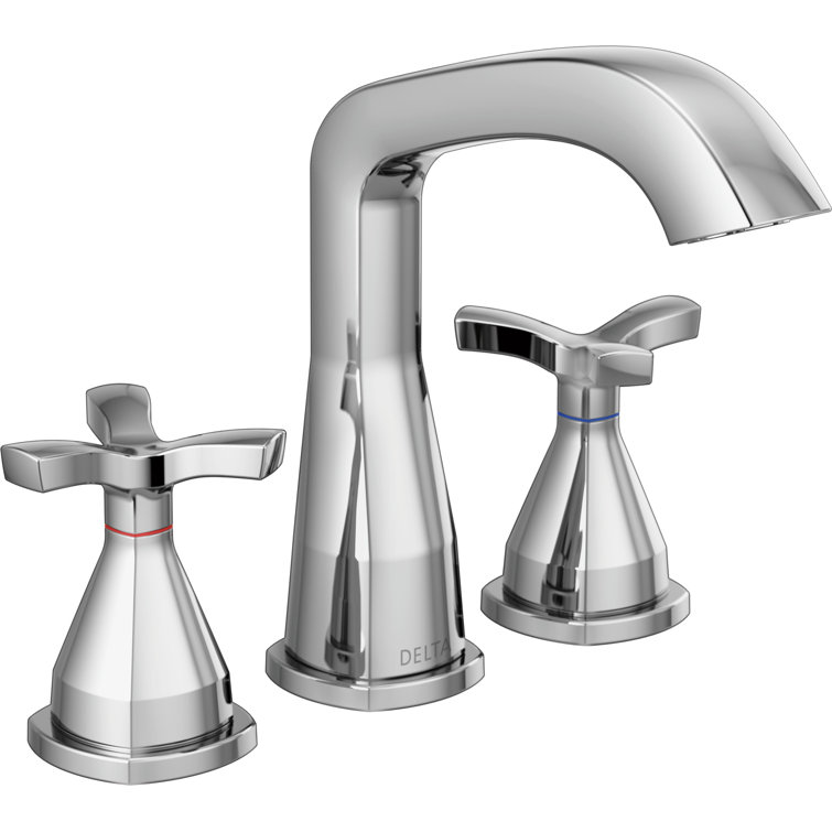 Modern Chrome Brass Widespread Bathroom Faucet with Drain Assembly