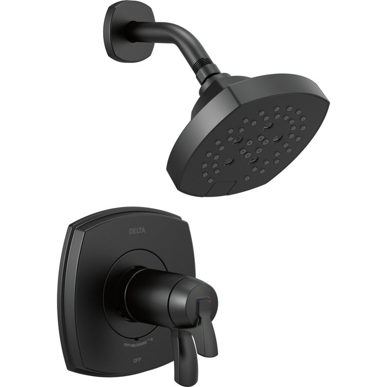Matte Black Thermostatic Multi-Function Shower Faucet with Brass Trim