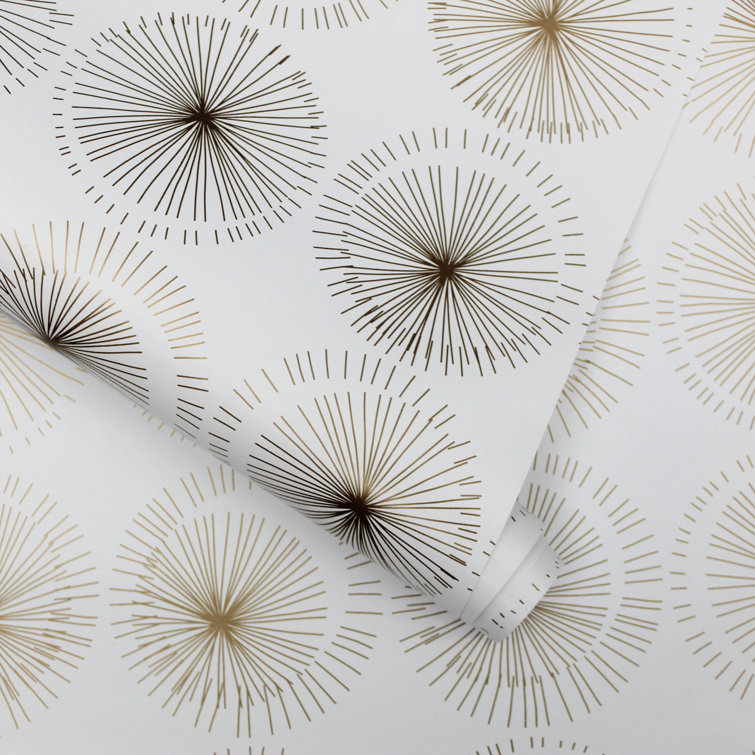 Gold and White Geometric Self-Adhesive Removable Wallpaper