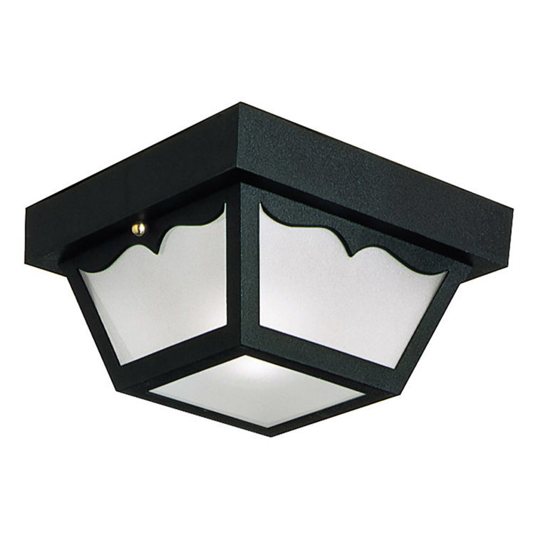 Black Frosted Glass Indoor/Outdoor Flush Mount Ceiling Light