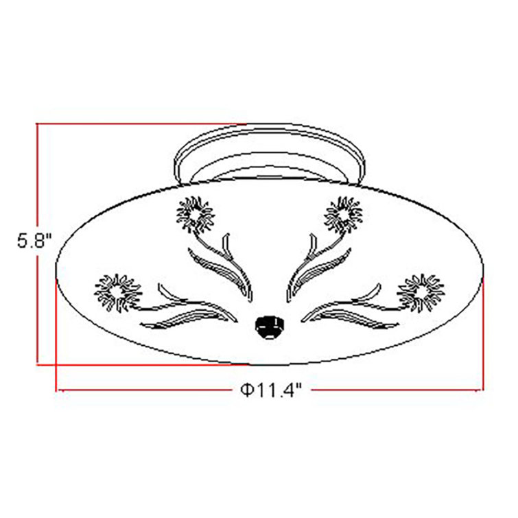 Elegant Floral White Glass Semi Flush Ceiling Light