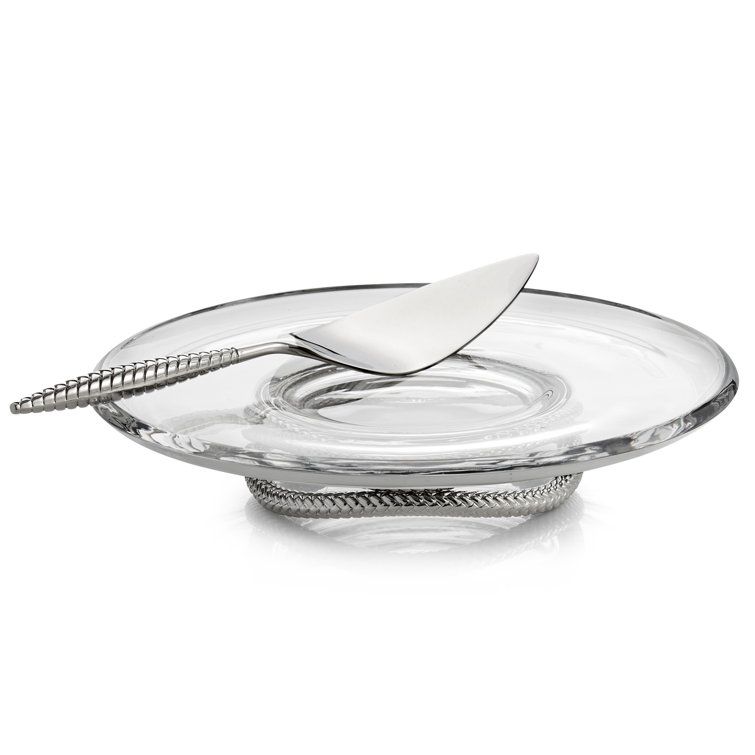 Silver Glass Pedestal Cake Plate with Server
