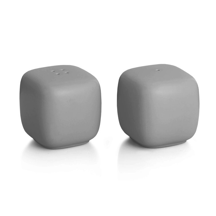 Slate Gray Stoneware Salt and Pepper Shakers Set