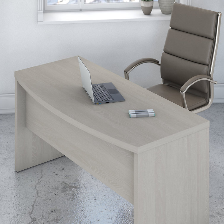 Echo 60" Gray Sand Wood Bow Front Home Office Desk