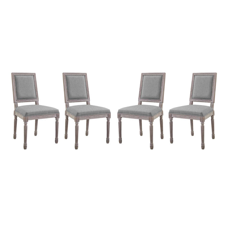 Light Gray Upholstered Wood Side Chair Set of 4