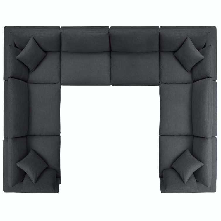 Gray 8-Piece Cotton Blend Sectional Sofa with Down Fill Cushions