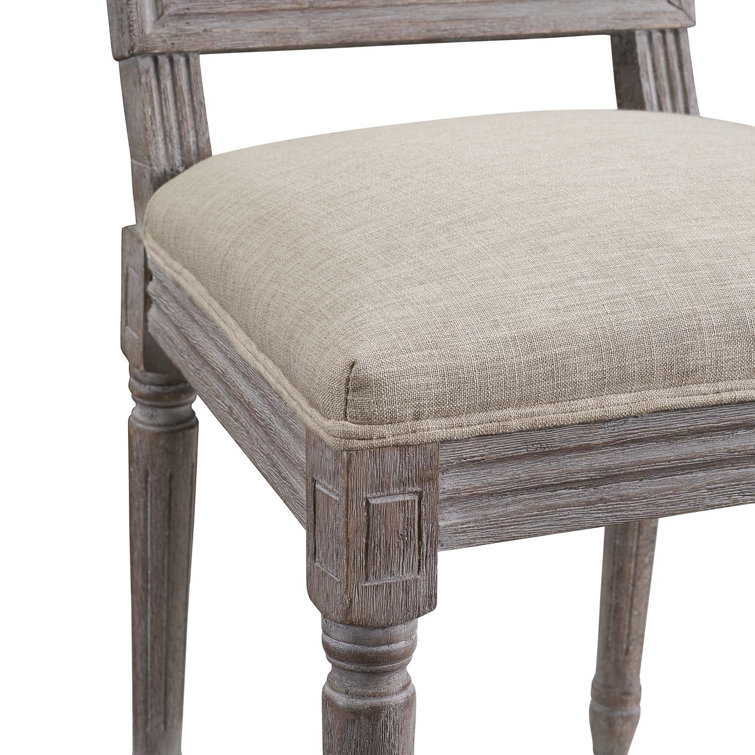 Vintage French Fluted Frame Beige Upholstered Side Chair