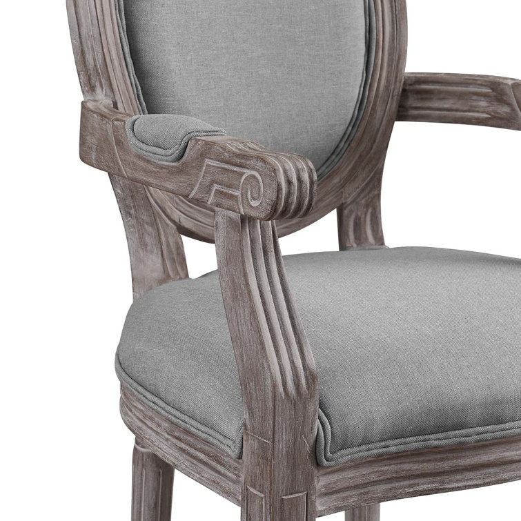 Emanate Fluted Wood Frame Light Gray Upholstered Armchair