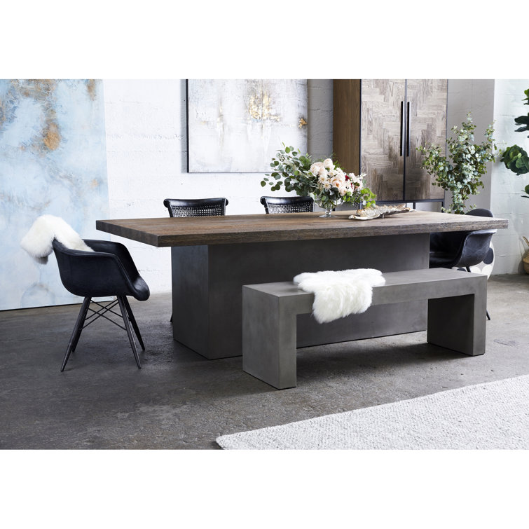 Brinlie Modern 55'' Grey Fiber-Reinforced Cement Outdoor Bench