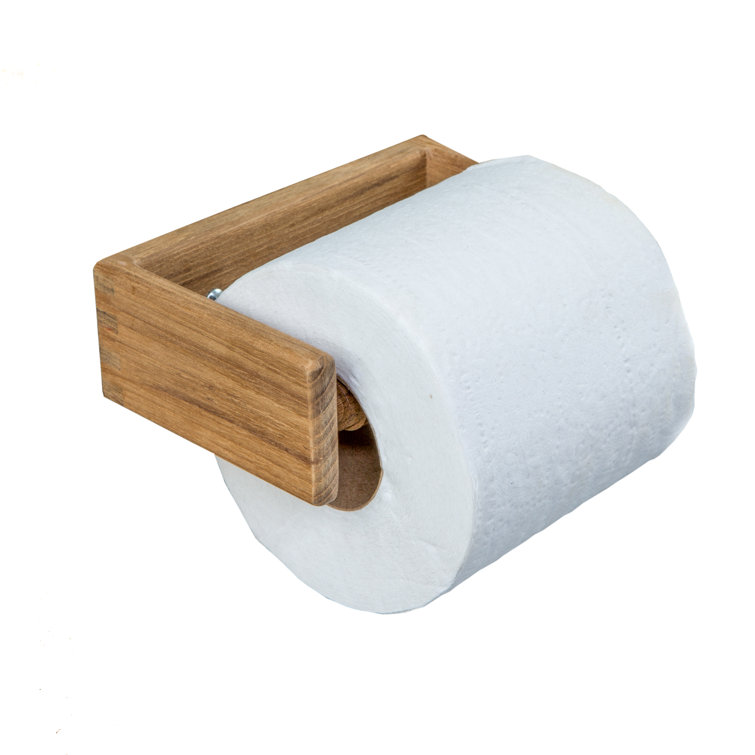 Solid Teak Wall Mounted Toilet Paper Holder