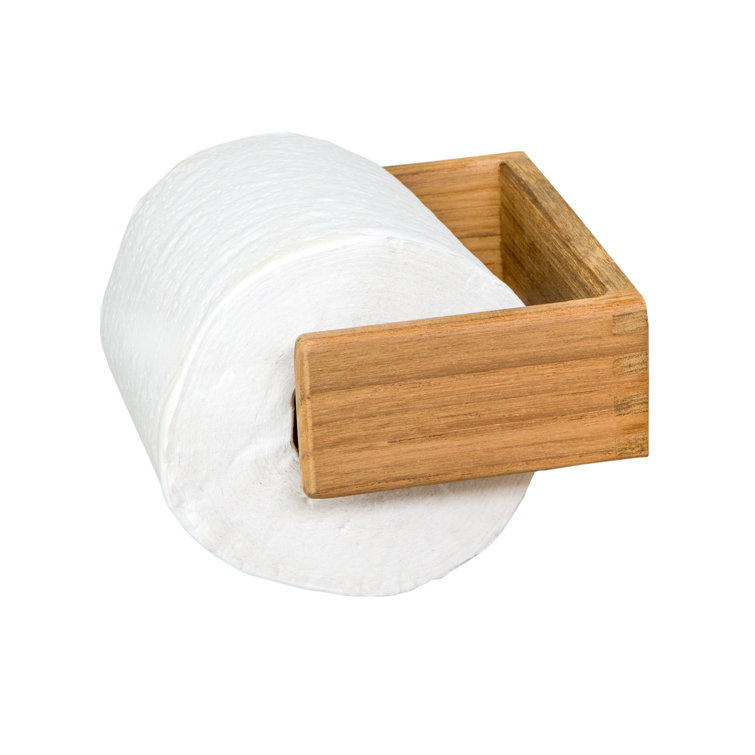 Solid Teak Wall Mounted Toilet Paper Holder