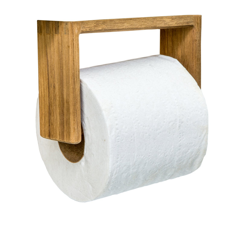 Solid Teak Wall Mounted Toilet Paper Holder