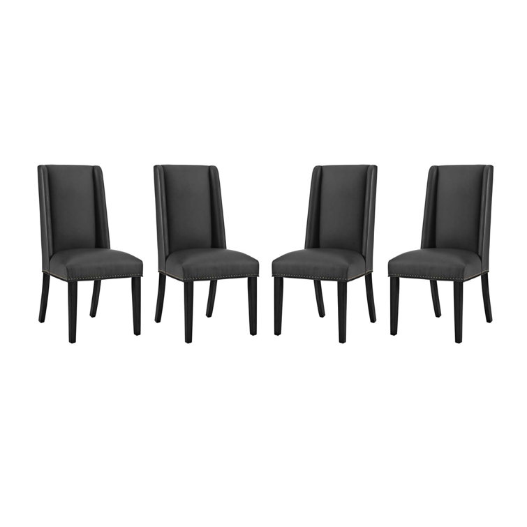 Luxurious Black Faux Leather Upholstered Side Chair
