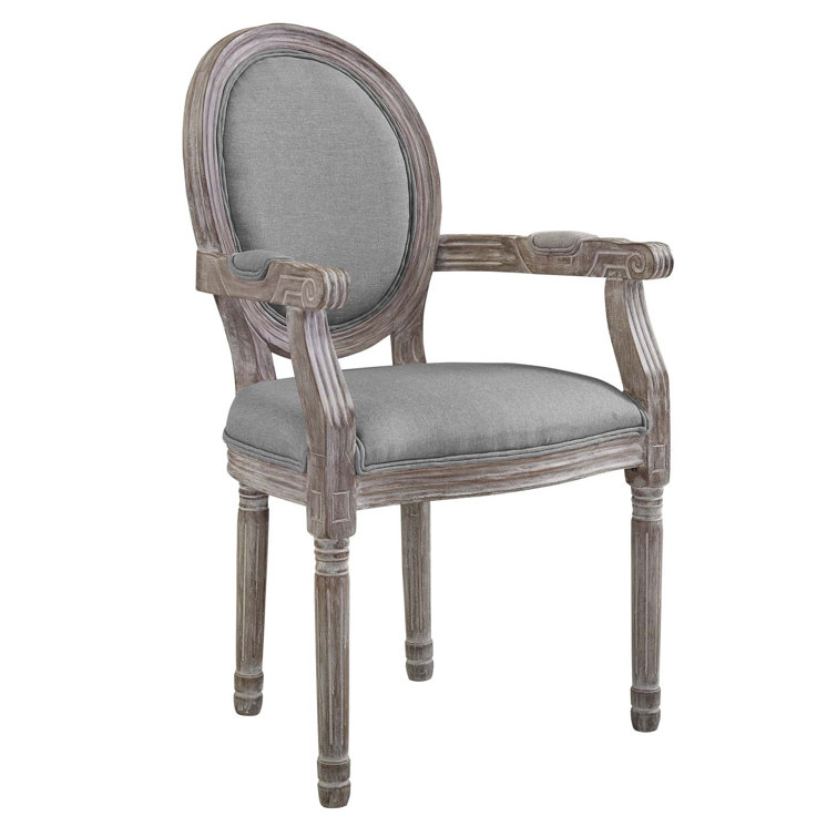 Emanate Fluted Wood Frame Light Gray Upholstered Armchair