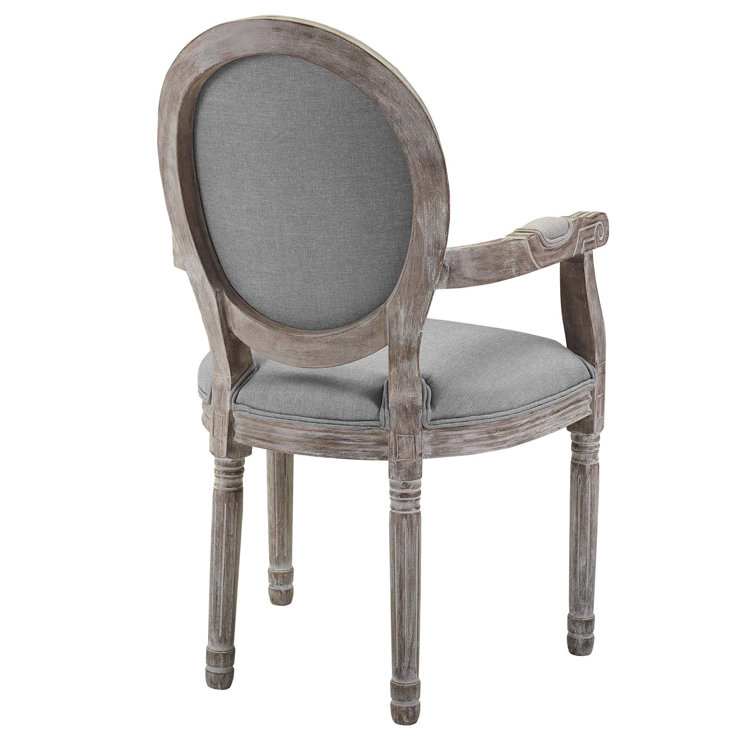 Emanate Fluted Wood Frame Light Gray Upholstered Armchair