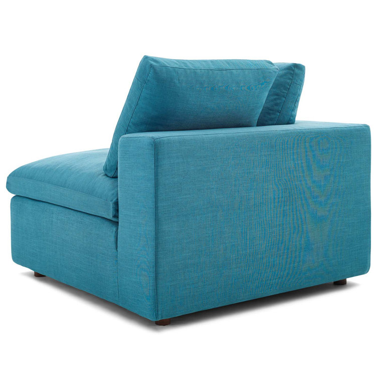 Teal Linen 3-Piece Sectional Sofa with Down Fill