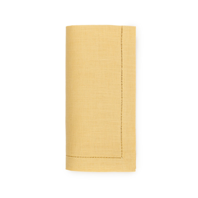 Khaki Linen Dinner Napkins with Hemstitch, Set of 4