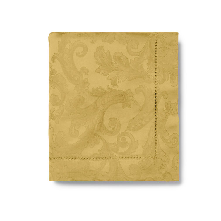 Gold Jacquard-Woven Cotton 70" x 108" Tablecloth