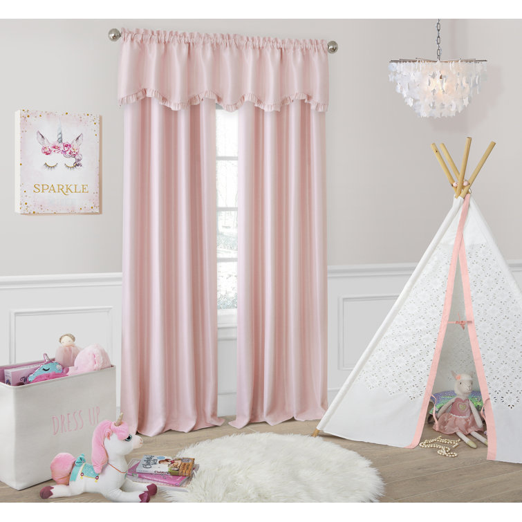 Pearl Gray Faux Silk Blackout Rod Pocket Kids Curtain Panel