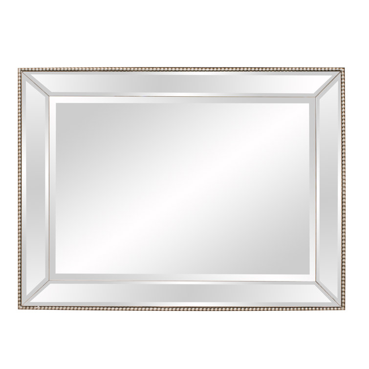 Elegant Roberto Rectangular Bronze & Silver Beaded Wall Mirror