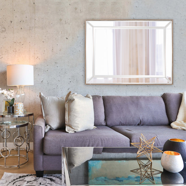 Elegant Roberto Rectangular Bronze & Silver Beaded Wall Mirror