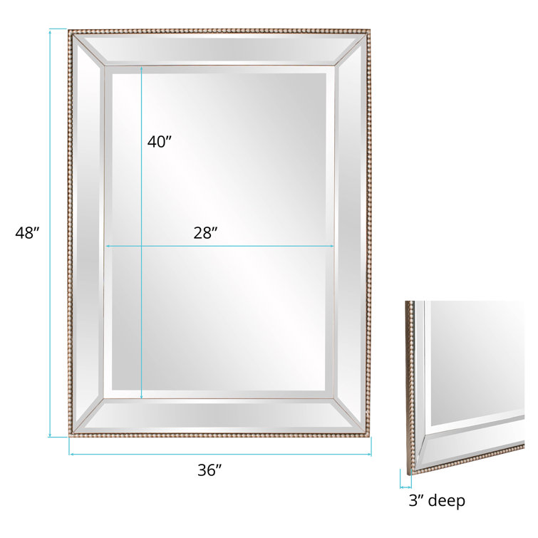 Elegant Roberto Rectangular Bronze & Silver Beaded Wall Mirror
