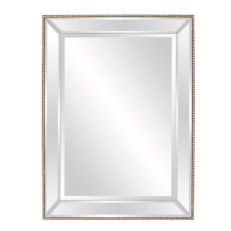 Elegant Roberto Rectangular Bronze & Silver Beaded Wall Mirror