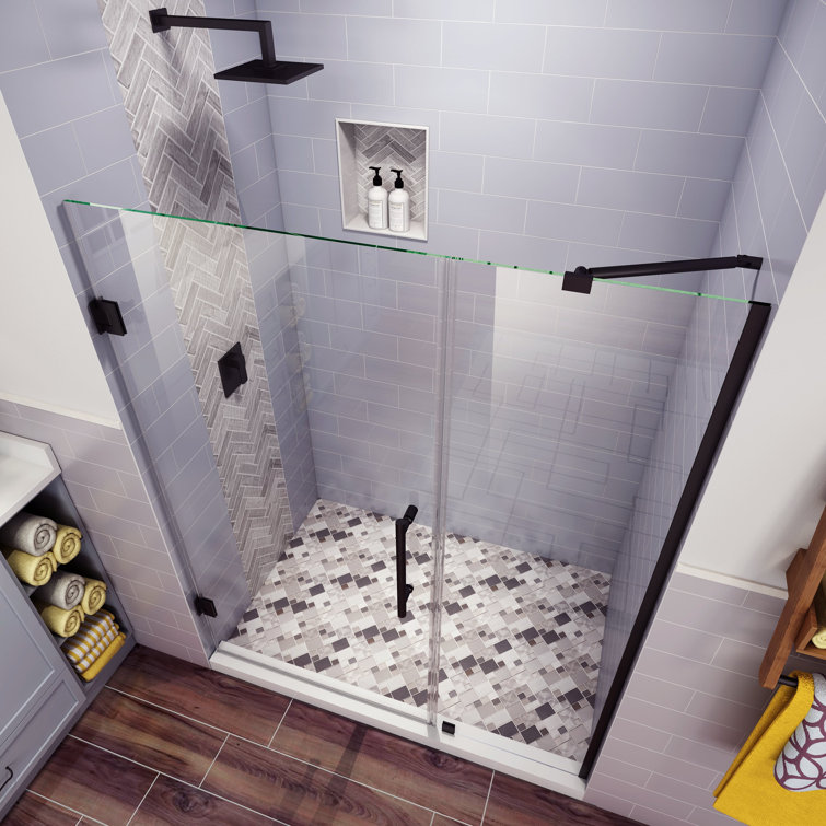 Belmore 59" x 72" Frameless Clear Glass Matte Black Shower Door