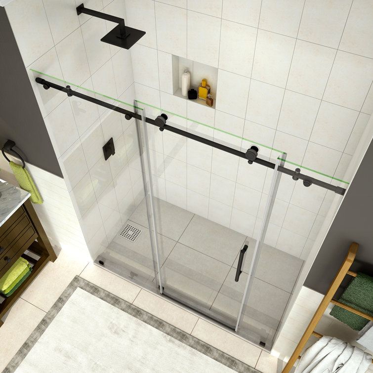 Aston SDR984EZ-MB-72-10 Coraline 72" x 76" Single Sliding Frameless Shower Door