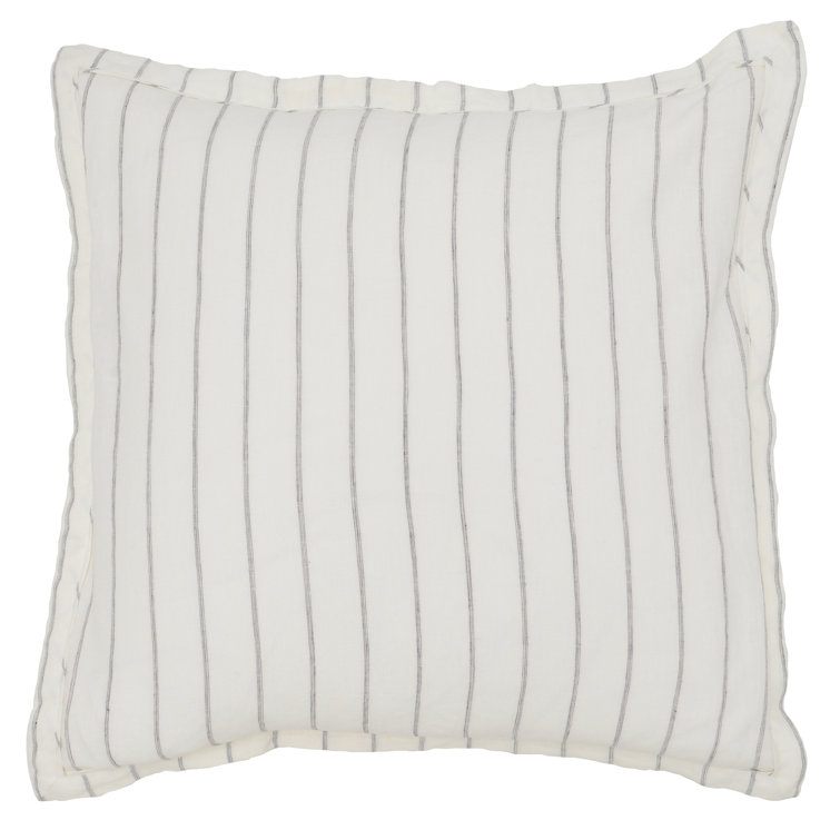 Ivory and Gray Striped Belgian Linen Euro Sham