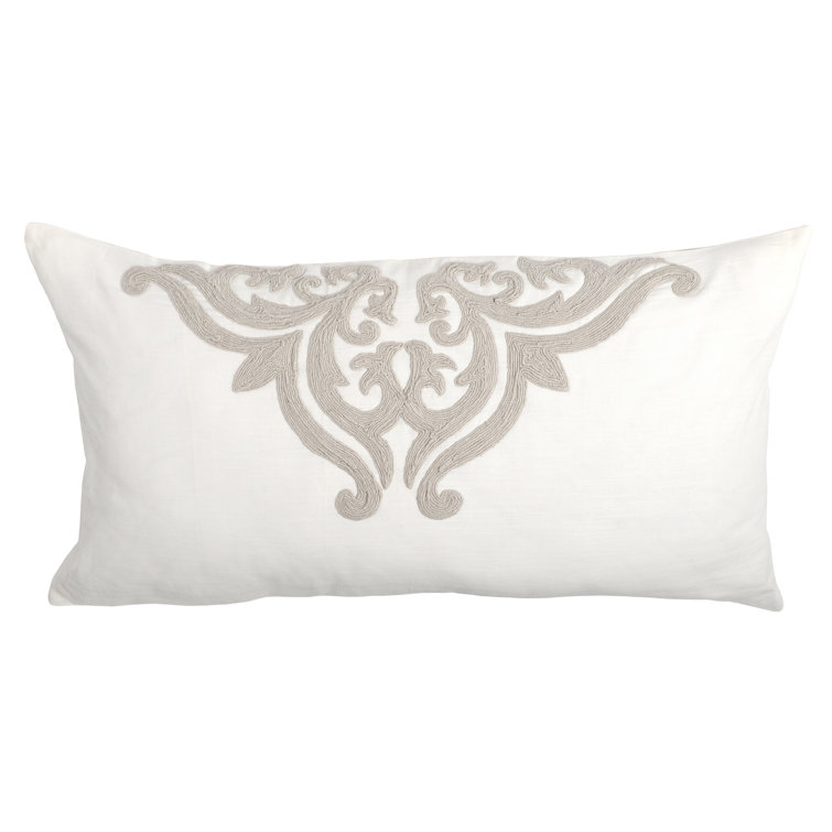 Ivory Cotton Embroidered Standard Pillow Sham