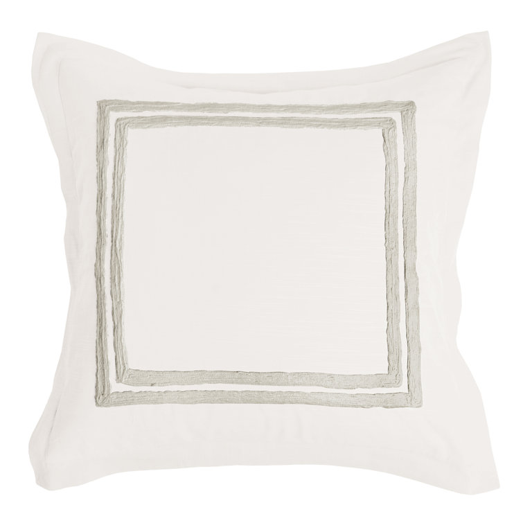Ivory Cotton Embroidered Standard Pillow Sham