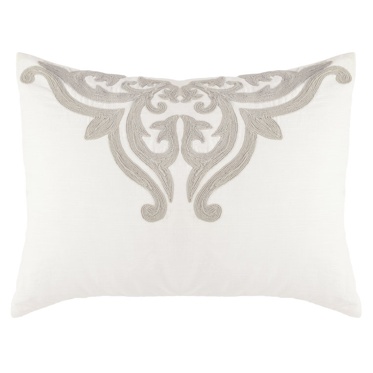 Ivory Cotton Embroidered Standard Pillow Sham