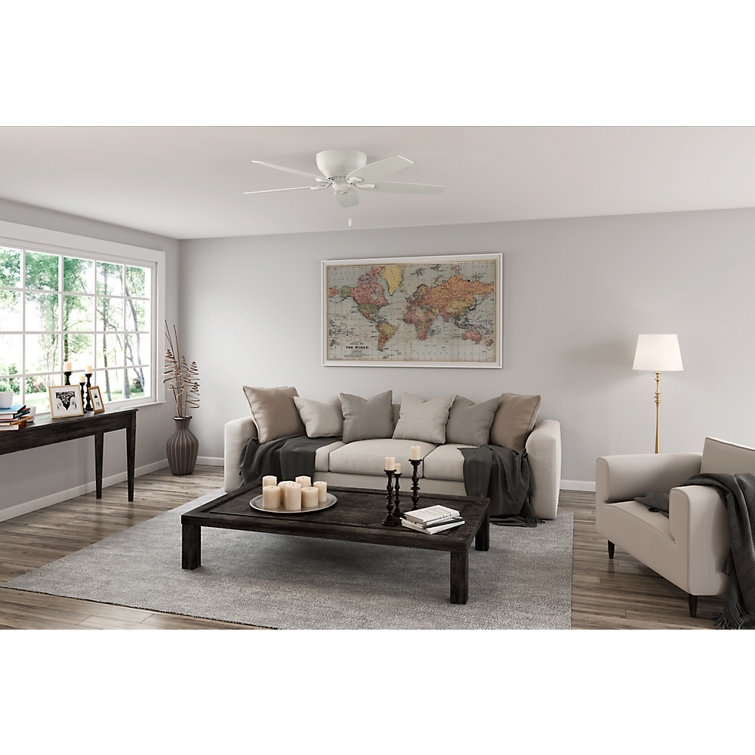 Snow White 54-inch Low Profile Ceiling Fan with 5 Blades