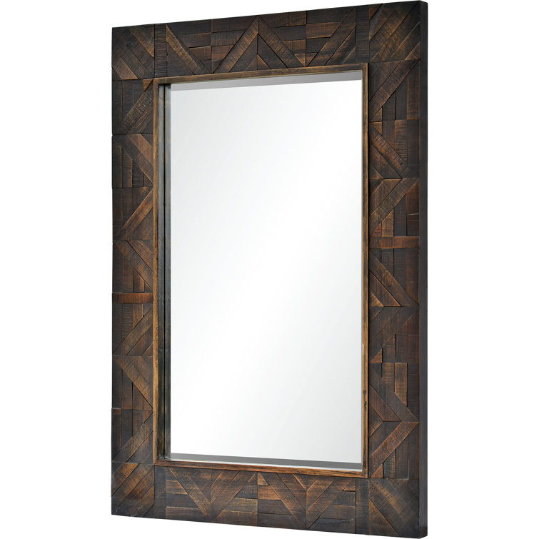 Madden Dark Brown Wood Rectangular Wall Mirror
