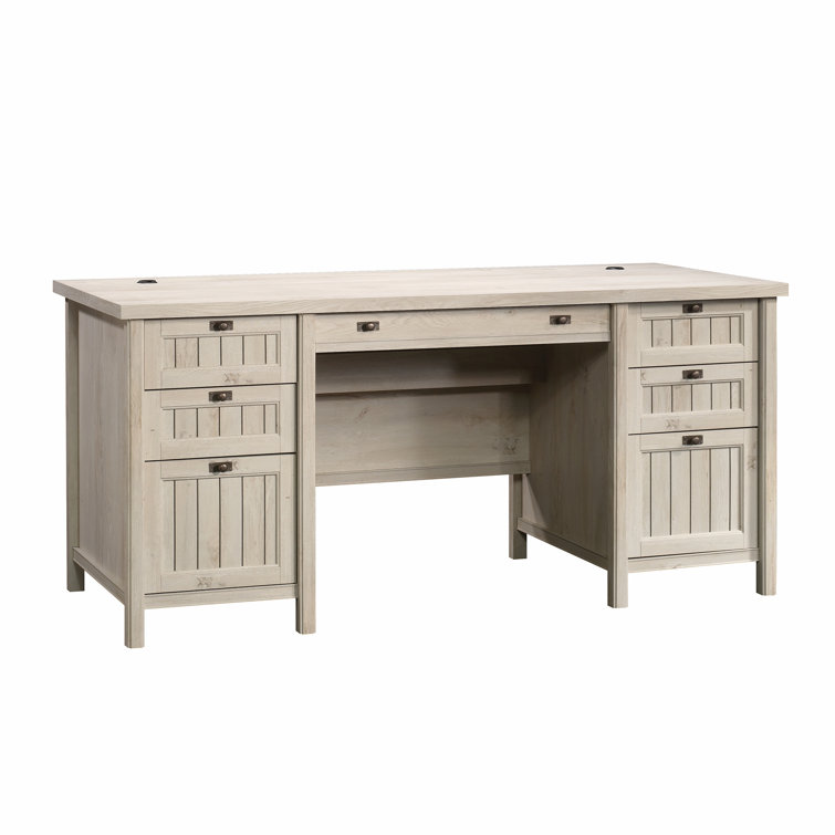 Chalked Chestnut Executive Desk with Filing Cabinet and Drawer