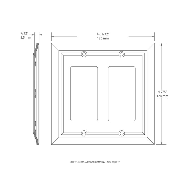 Matte Black 2-Gang Decorative Rocker Wall Plate